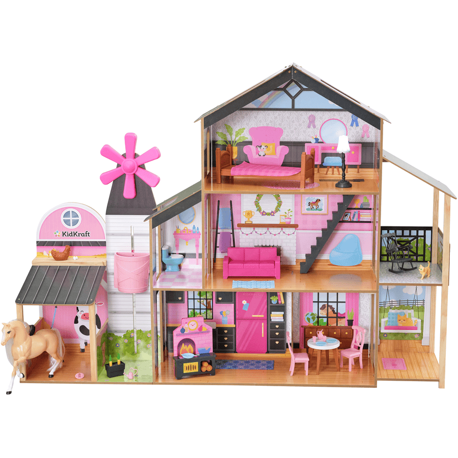 KidKraft ® Domek dla lalek 2 w 1 z windą wiatrakową i stodołą