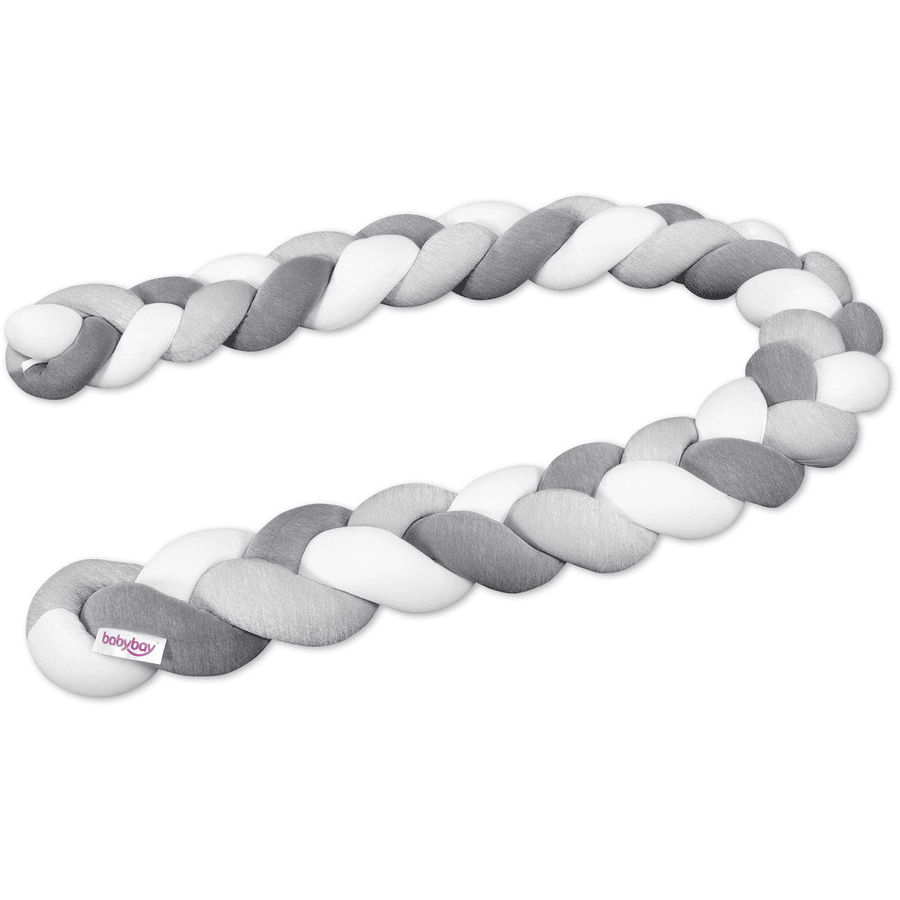 babybay® nest snake intrecciato per culle avorio/grigio chiaro screziato/grigio scuro screziato