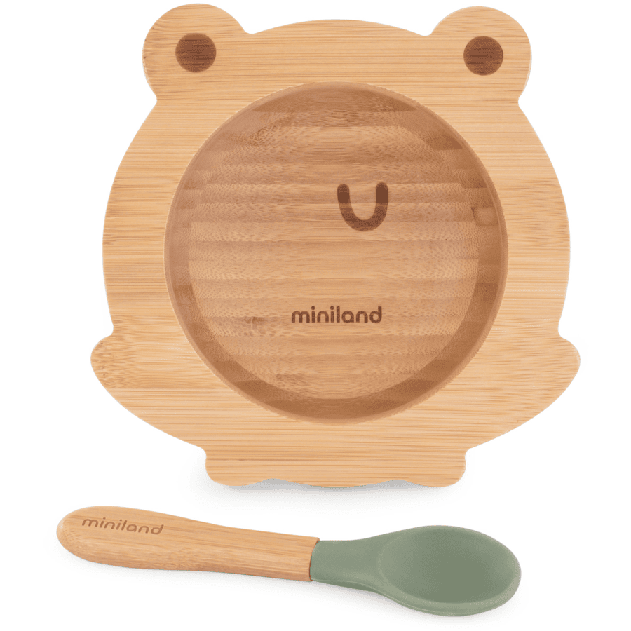 miniland Pöytäastiasarja kulho ja puinen lusikka puinen kulho sammakko