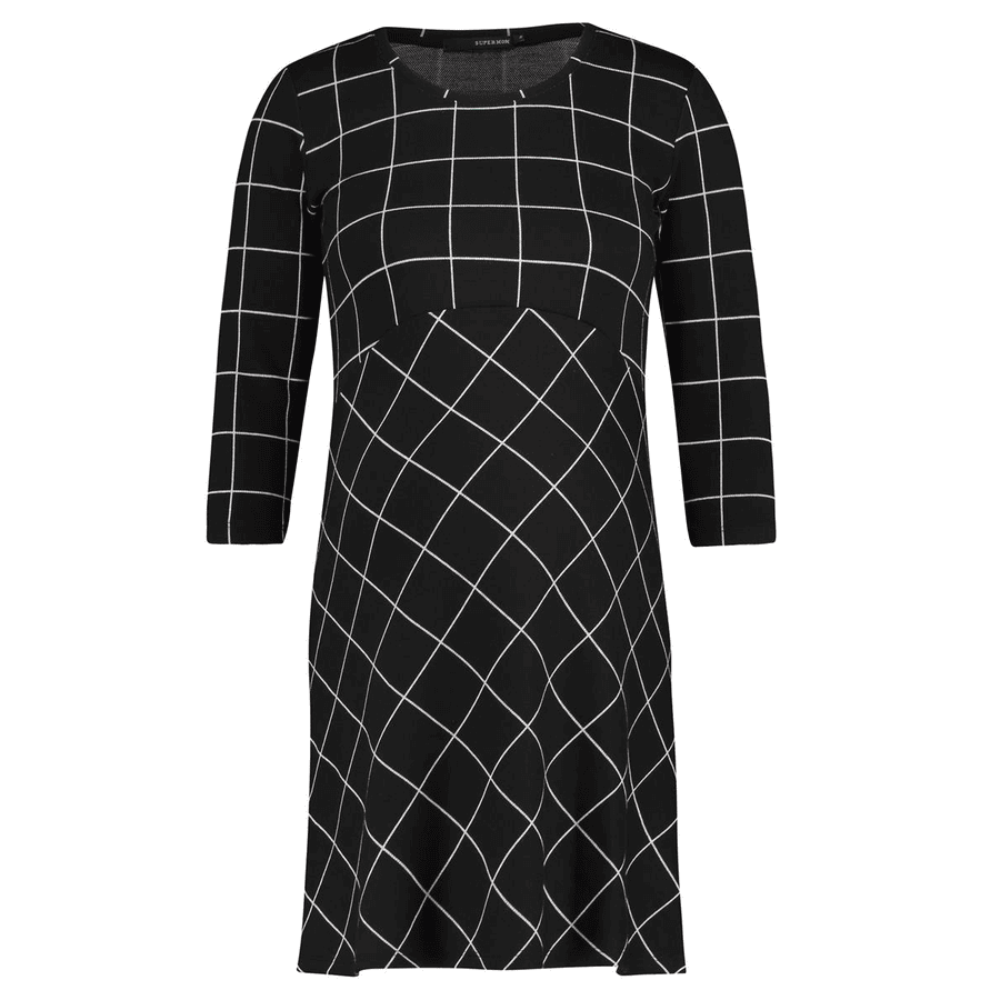 SUPERMOM Vestido de maternidad Easy Grid Negro