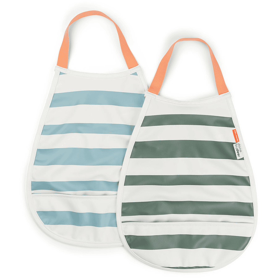 Done by Deer™ Bavoir bébé Pull-over Stripes bleu/vert lot de 2