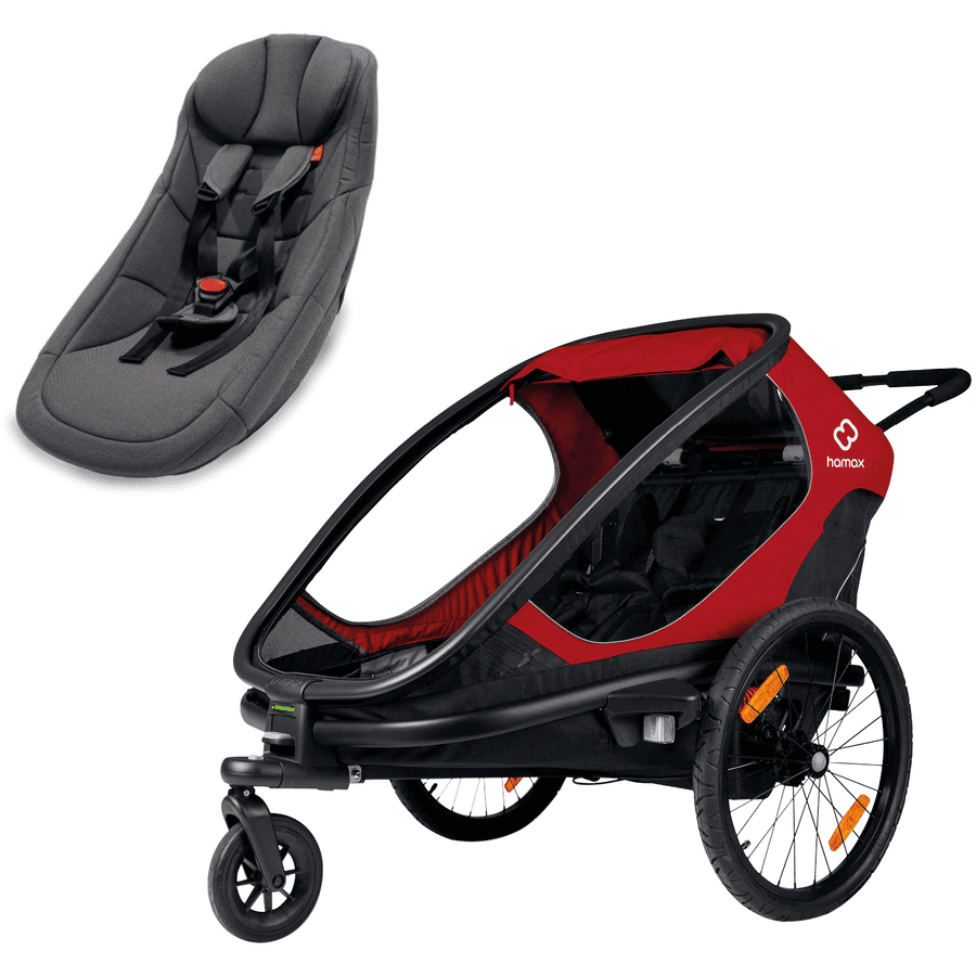 hamax Remolque para bicicleta Outback con asiento para bebé rojo/negro