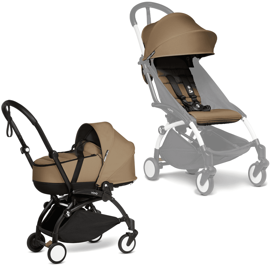 BABYZEN Kinderwagen YOYO2 0+ Black mit Liegewanne inkl. Gratis Textilset Toffee