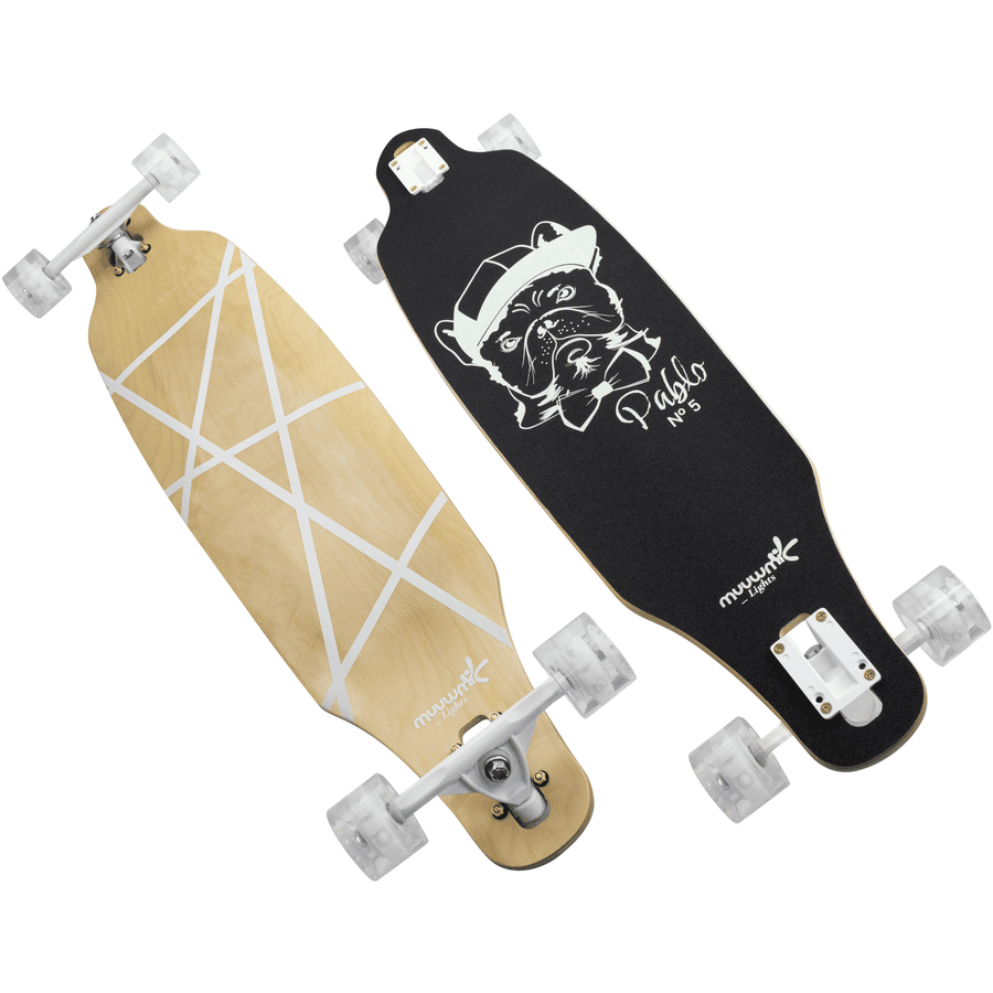 muuwmi  Light s Lange board GLOW ABEC 7 Pablo, met gloeiwielen en gloei-effect