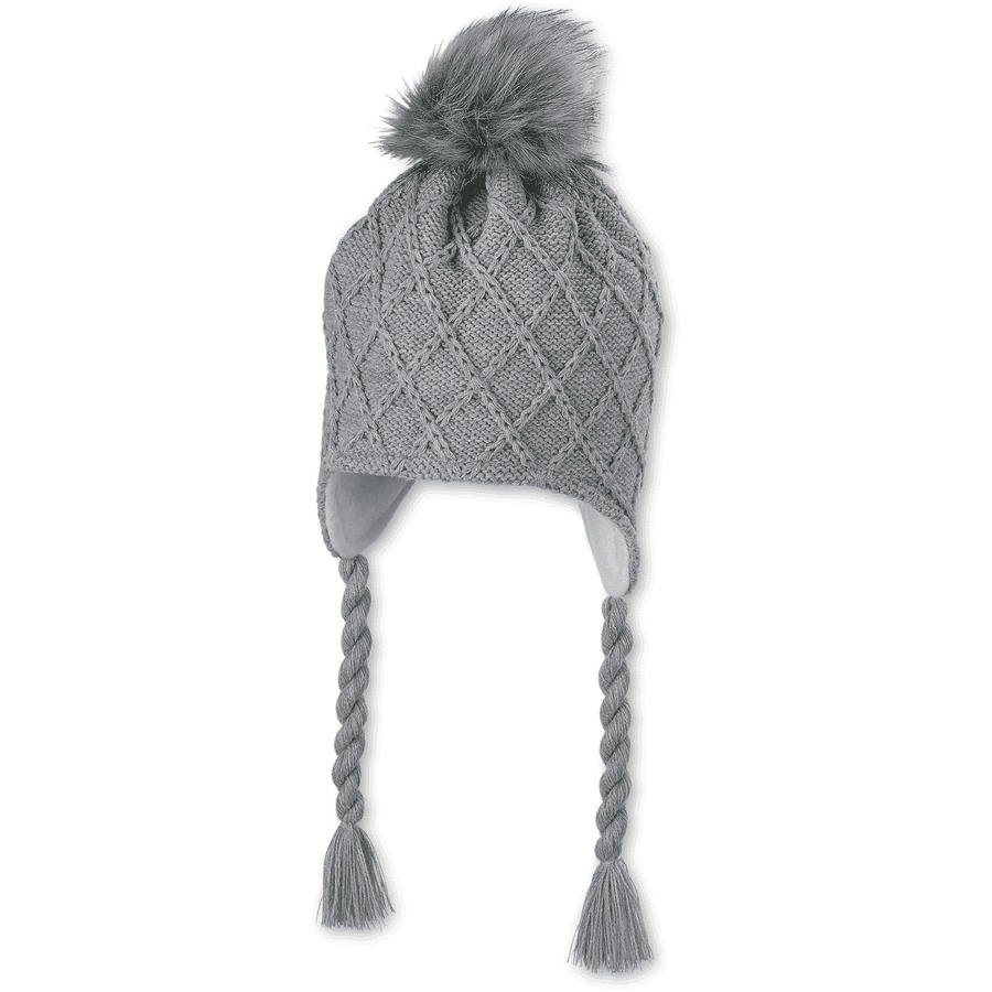 Sterntaler czapka z dzianiny srebrny melanż
