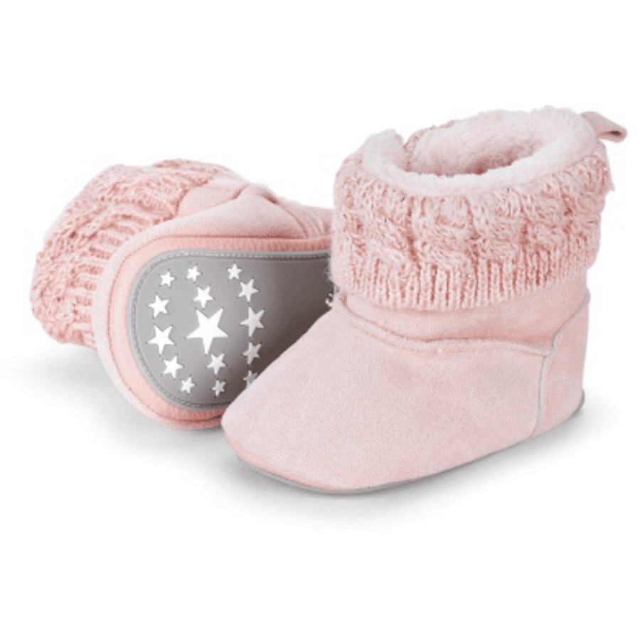 Sterntaler Botas de bebé de punto con manguito rosa 