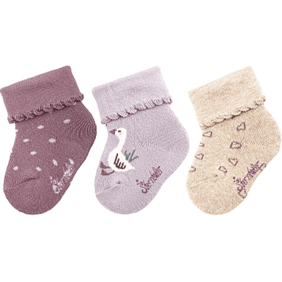 Sterntaler Chaussettes bébé pack de 3 oies violet pâle