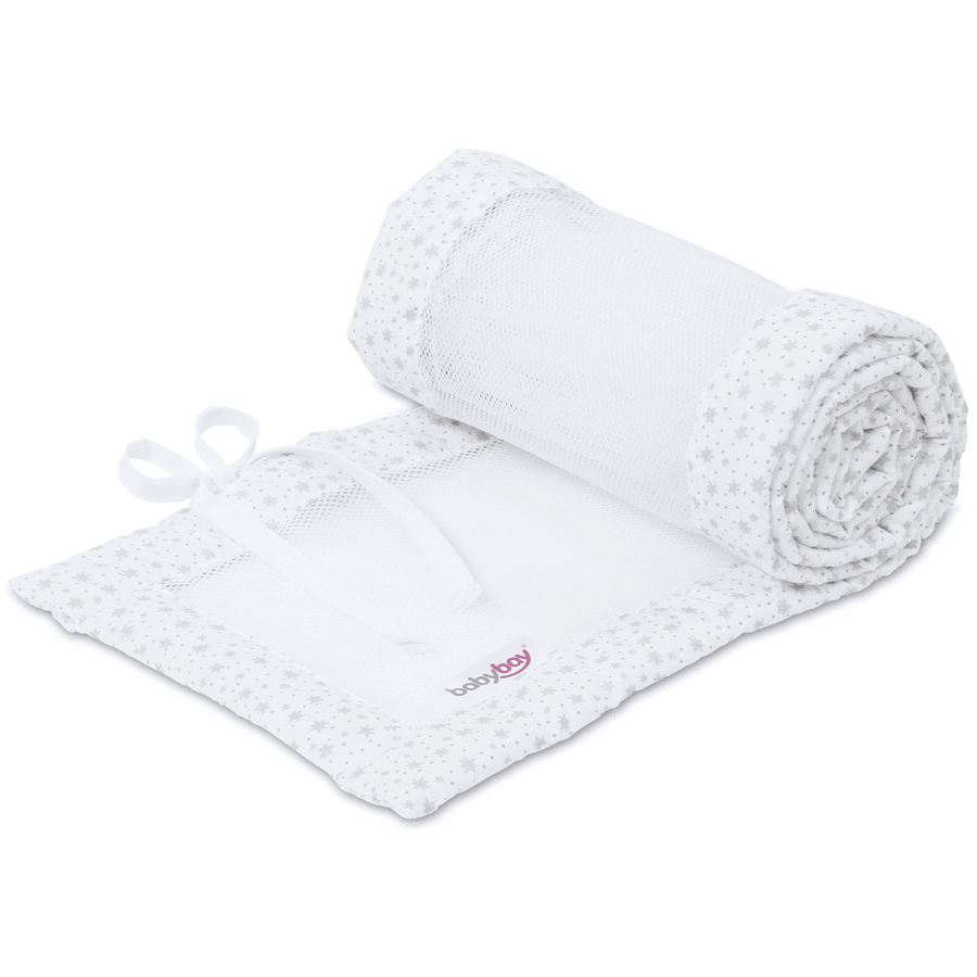 babybay® Tour de lit cododo mesh Maxi, Boxspring, Comfort blanc étoiles paillettes argenté 168 cm