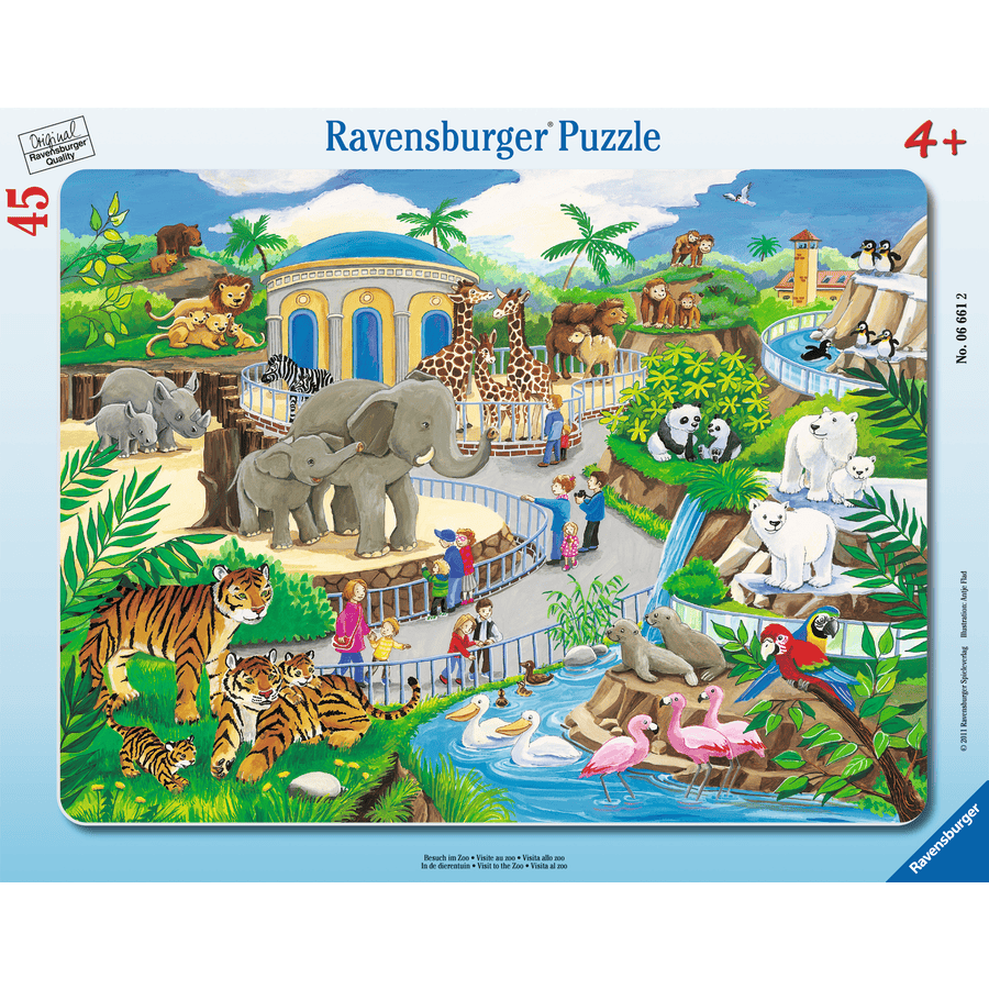 Ravensburger Frame puzzle - Besøk i dyrehagen, 45 stykker