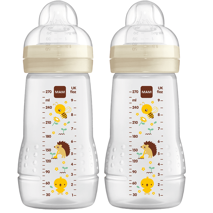 MAM Biberón Easy Active ™ 270 ml, abeja/erizo en un paquete doble