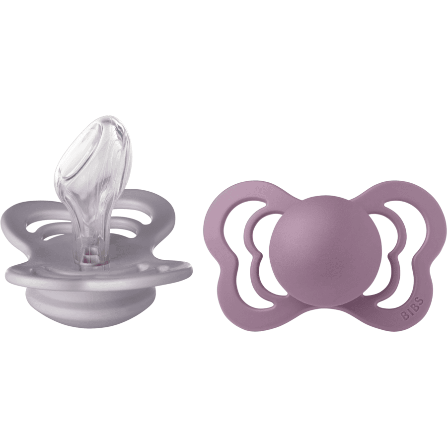 BIBS® Soother Couture Fossil Grey &amp; Mauve 6-18 månader, 2 st.