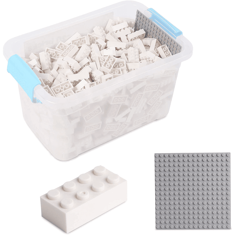 Katara Blocs de construction - 520 pièces avec boîte et plaque de base, blanc