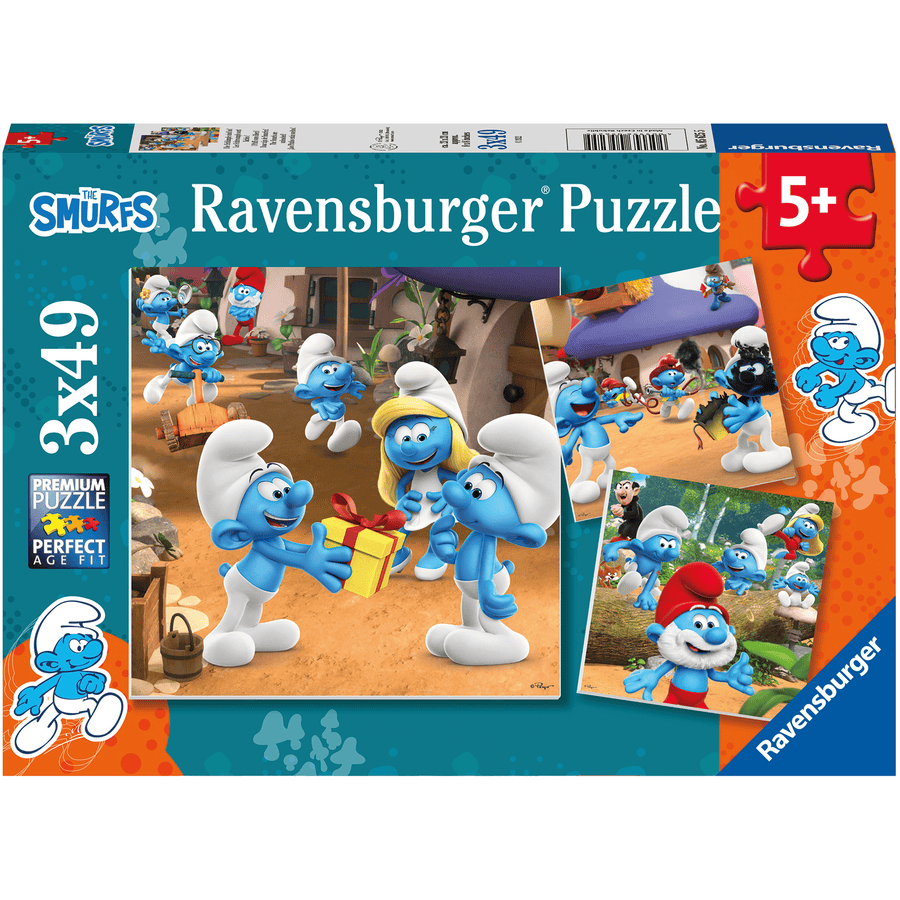 Ravensburger Puzzle 3 x 49 pezzi I Puffi sono liberi!