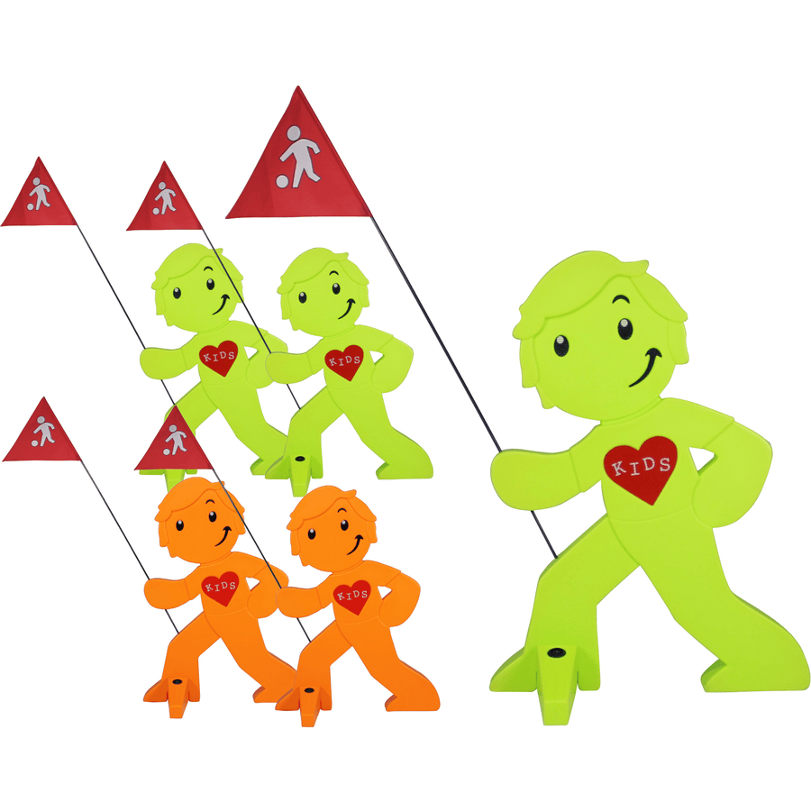 BEACHTREKKER Mannequin signalisation routière enfants Streetbuddy lot de 5, vert/orange