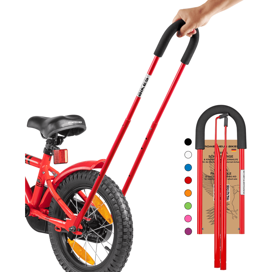 PROMETHEUS BICYCLES ® Barra de empuje para bicicleta infantil, rojo