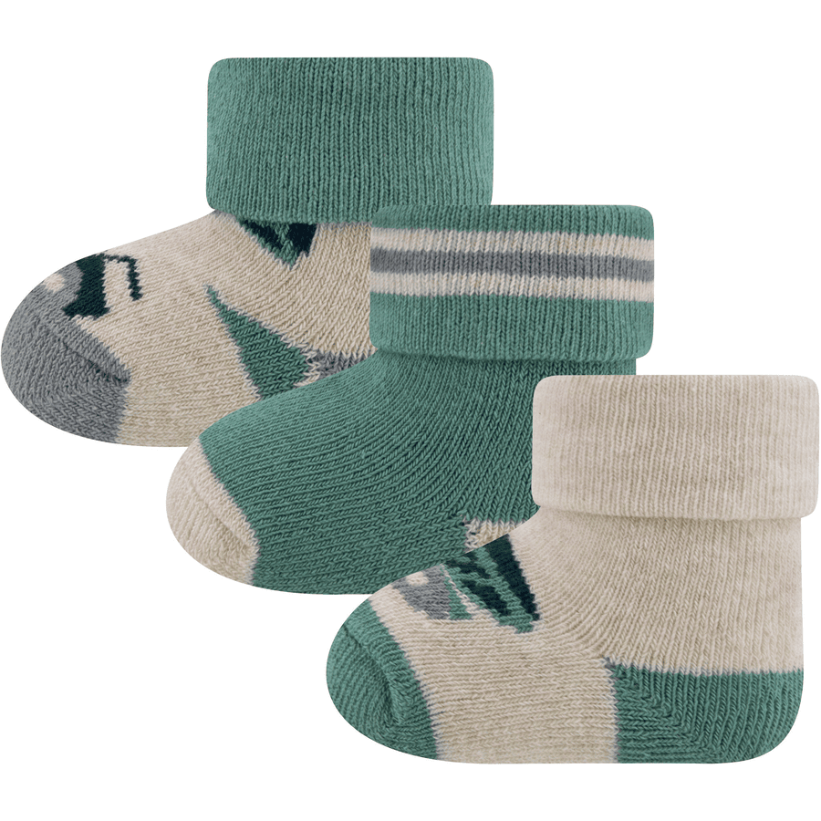 Ewers Calcetines de bebé 3-pack tipper verde/beige