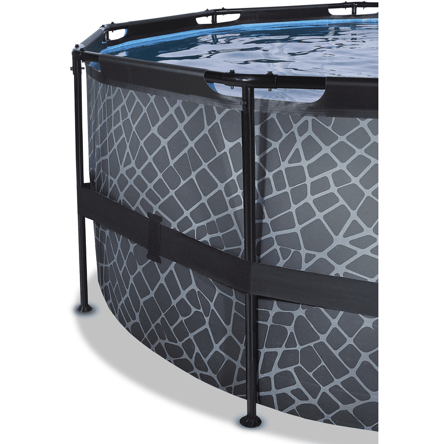 EXIT Piscina con fantasia pietre ø450x122cm con pompa filtro grigio YN9523