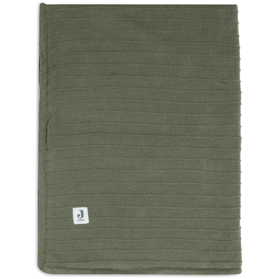 jollein Kuscheldecke Kinderbett 100x150 cm Pure Knit Leaf Green/Velvet