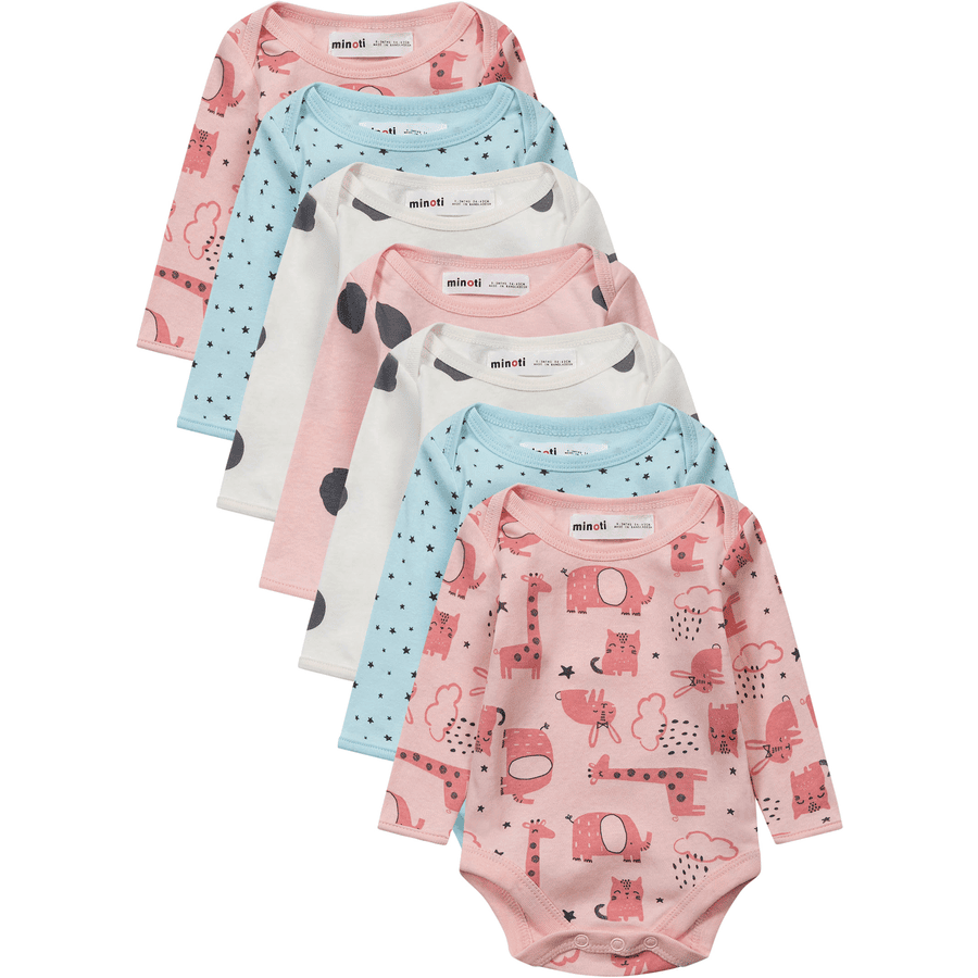 Minoti 7-pack bodysuits with animals Allover -. Print 