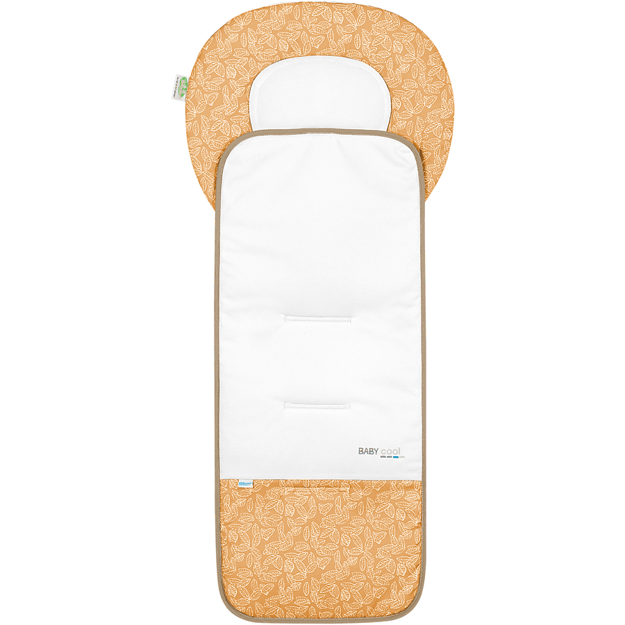 odenwälder Sittdyna för barnvagn Babycool white leaves senap