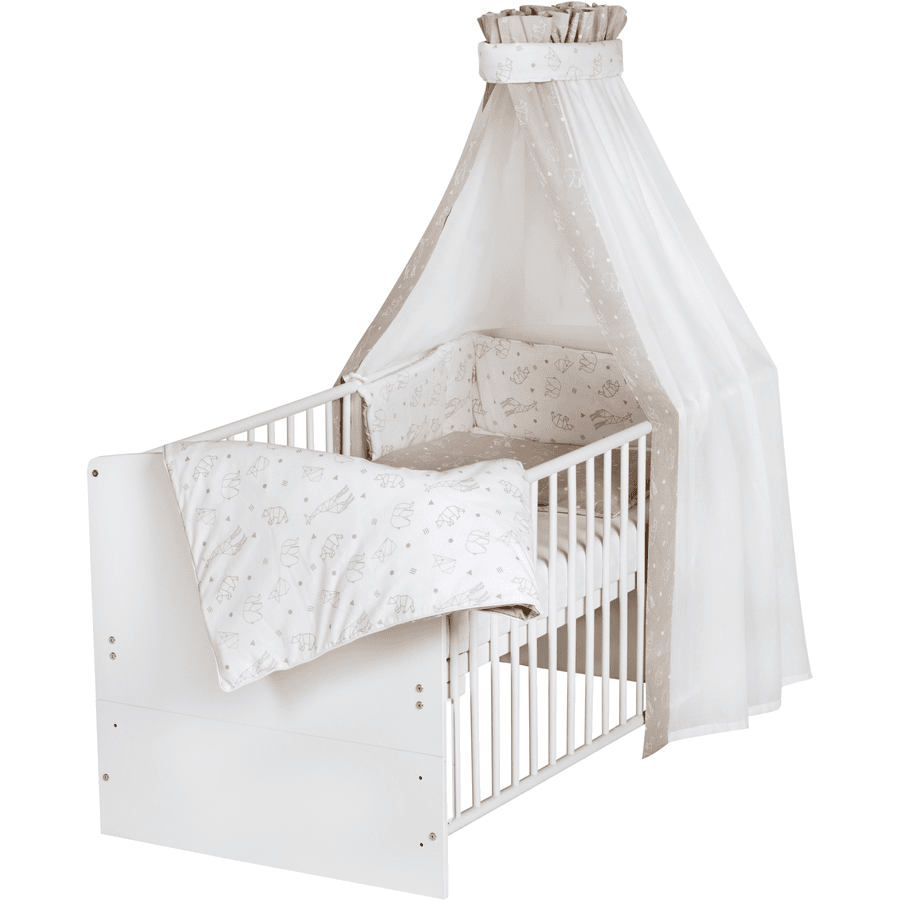 Schardt Lit enfant à barreaux évolutif Classic White Origami Beige 70x140 cm