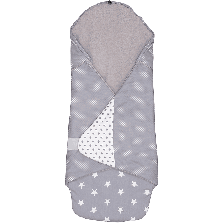ULLENBOOM® Couverture bébé enveloppante étoiles grises 98x98x2 cm