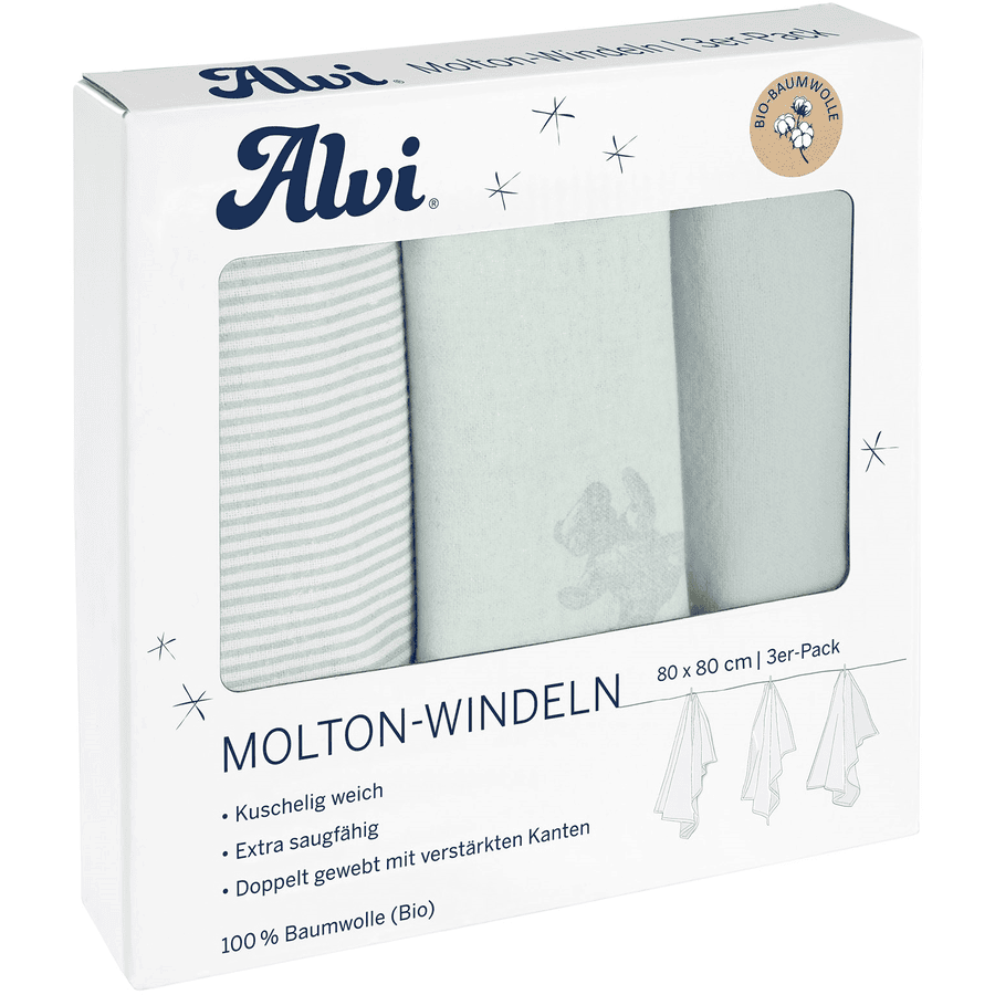 Alvi ® Molton plenky 3-pack Teddy 1961 80 x 80 cm
