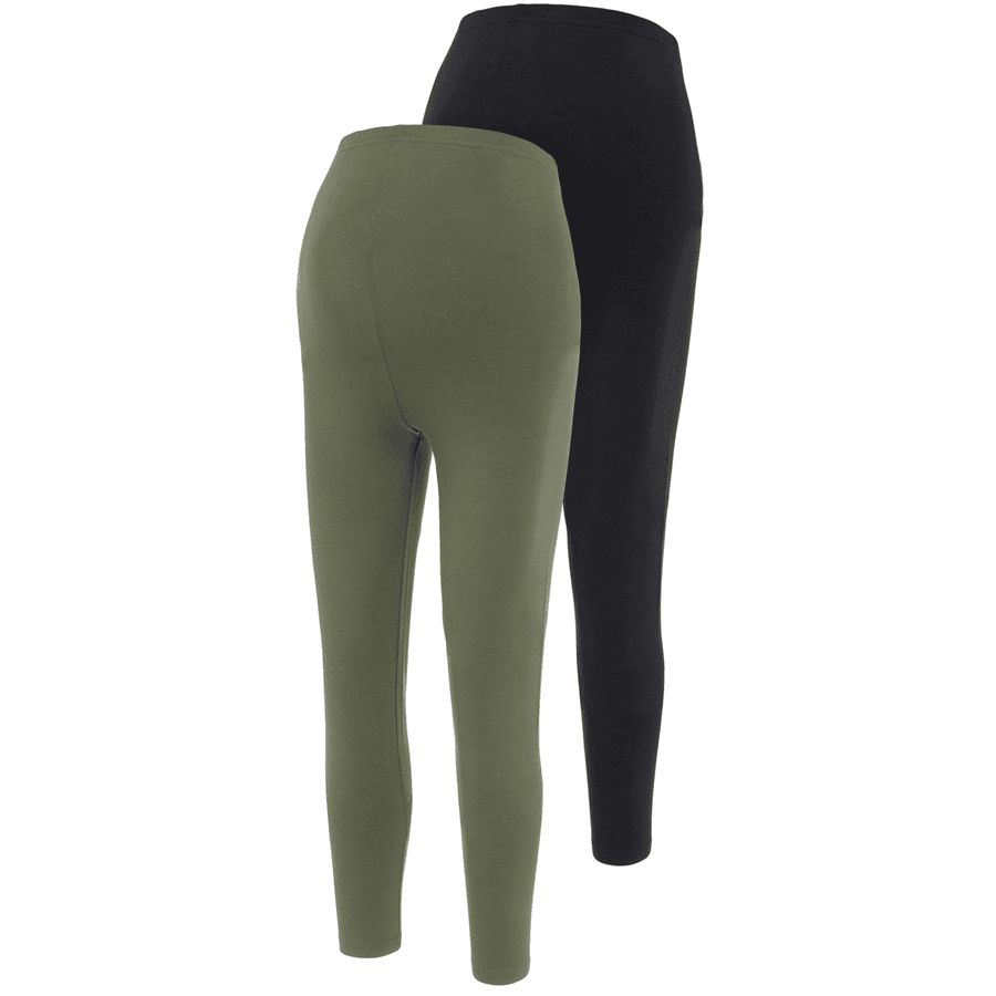 mama;licious Těhotenské legíny MLLEA 2-pack Black /Thyme