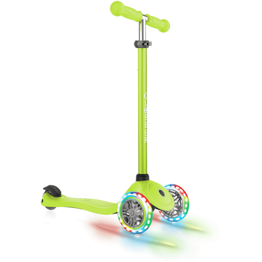 GLOBBER Scooter PRIMO LIGHT S lime green, valaistuilla pyörillä