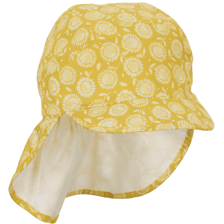 Sterntaler Organická čepice s kšiltem a ochranou krku žlutá