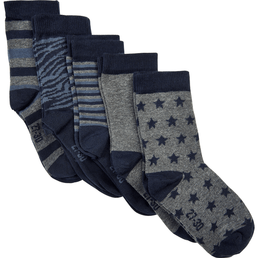 Minymo Lot de 5 chaussettes à motifs gris clair