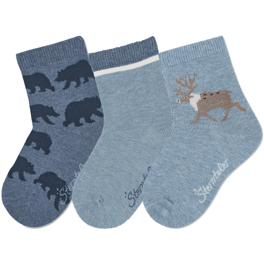 Sterntaler Lot de 3 chaussettes oursons bleu encre