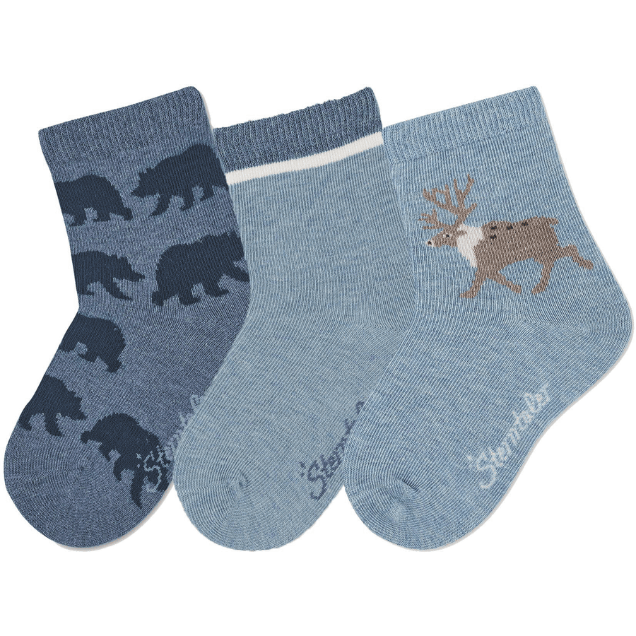 Sterntaler Ponožky 3-pack medvědi inkoustově modré