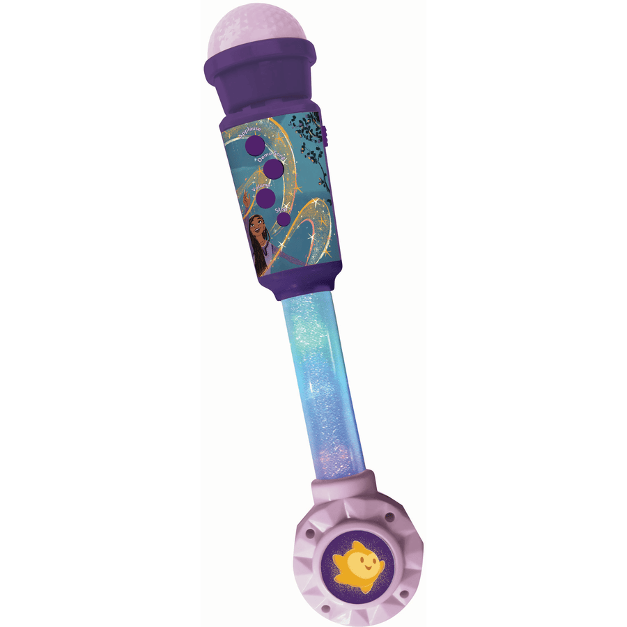 LEXIBOOK Disney Wish Trendy Micrófono con luz y altavoz integrado (aux-in), melodías y efectos de sonido