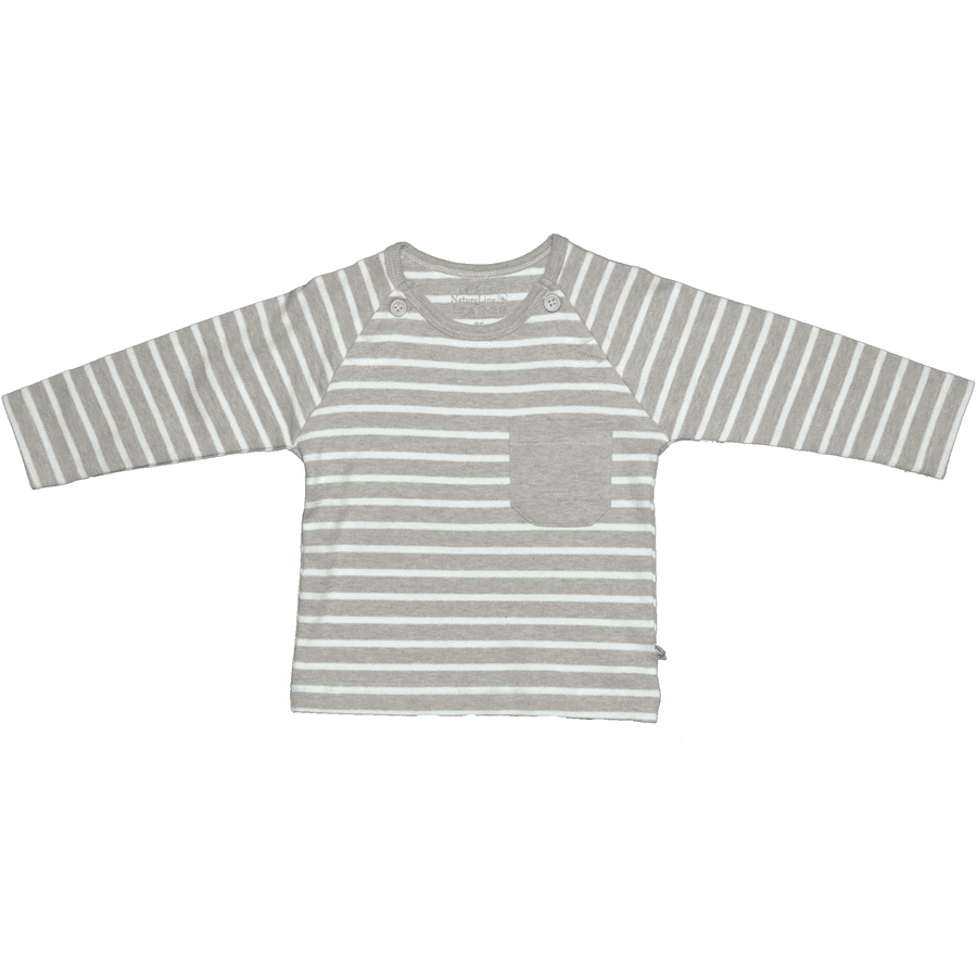 Chemise manches longues EBI &amp; EBI Fairtrade beige à rayures mélangées