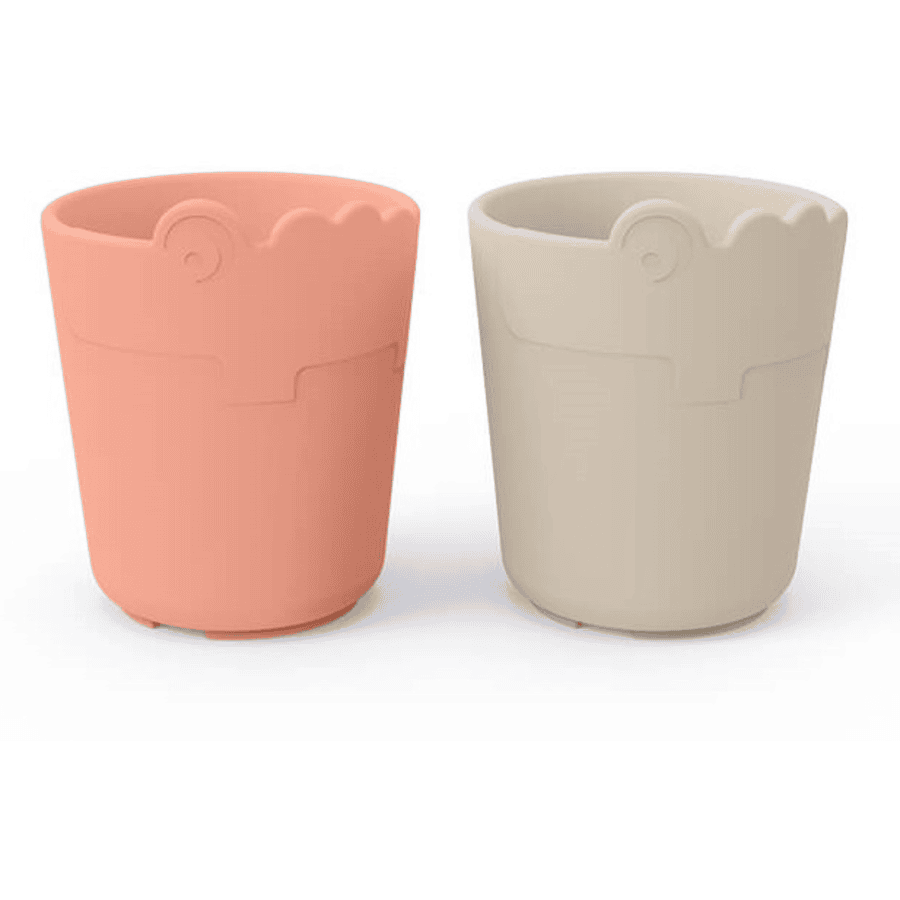 Done by Deer ™ Kiddish drinking cup 2-pack Croco Sand /Coral
