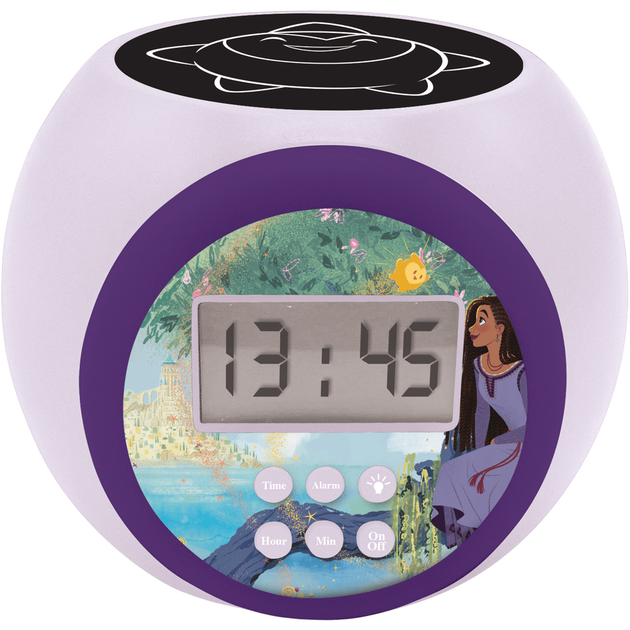 LEXIBOOK Disney Wish Projection -herätyskello, jossa on LED-värinvaihto ja ajastintoiminto
