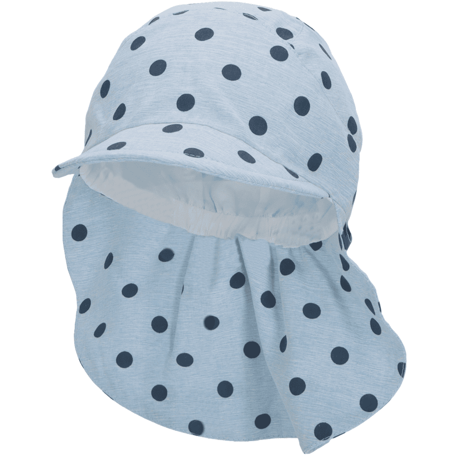 Sterntaler Peaked Cap med nackskydd prickar Sky Blue