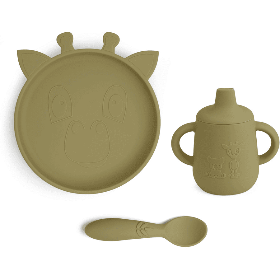 nuuroo Servies Elke Giraffe set van 3 Olive Green 