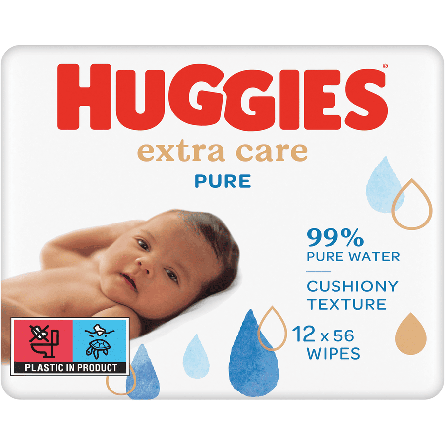 Troosteloos uitsterven Baffle Huggies Baby vochtige doekjes Pure Extra Care 12 x 56 doekjes |  pinkorblue.nl