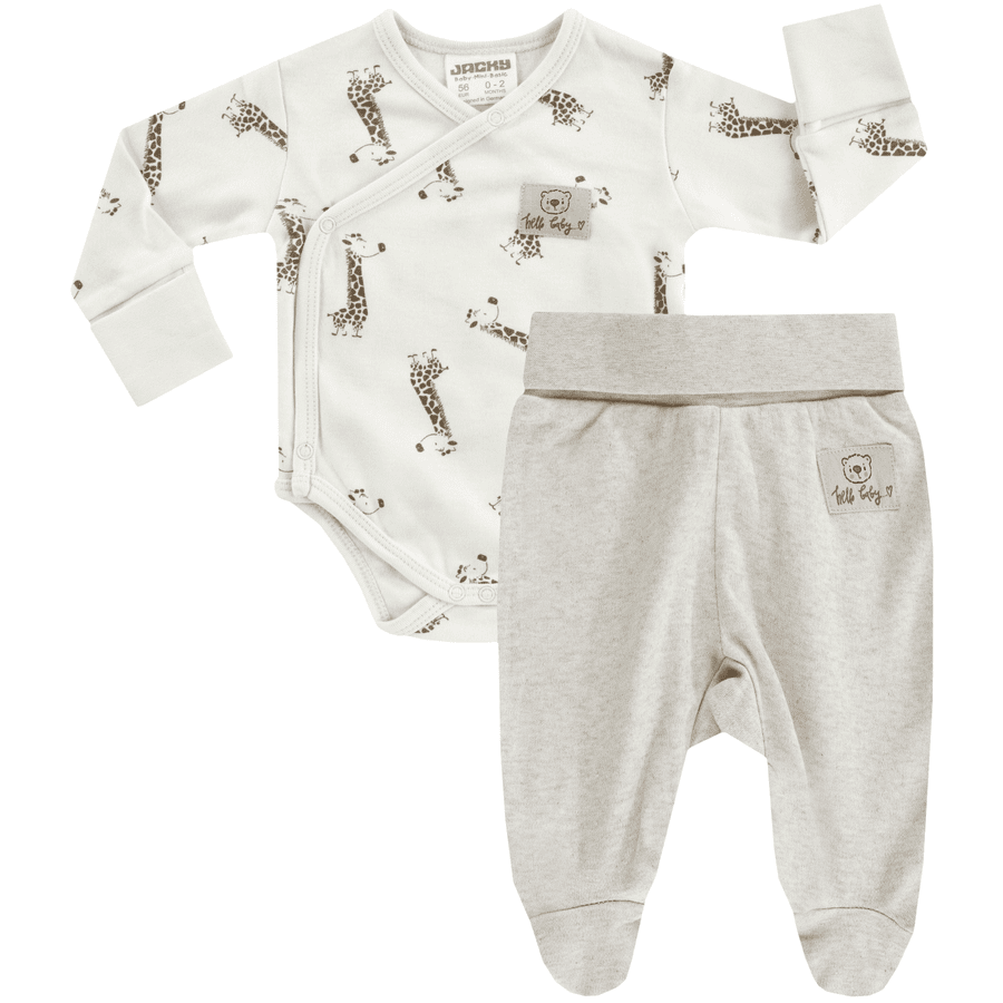 JACKY Body swaddle + spodnie romper BABY ON TOUR beżowe melanżowe wzorzyste 