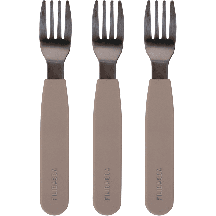 Filibabba  Pack de 3 tenedores de silicona - Gris cálido