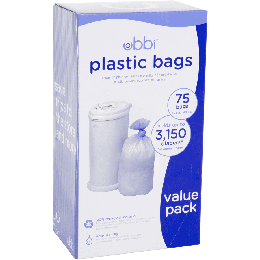 ubbi® bolsas de plástico para contenedor de pañales paquete de 25 unidades 