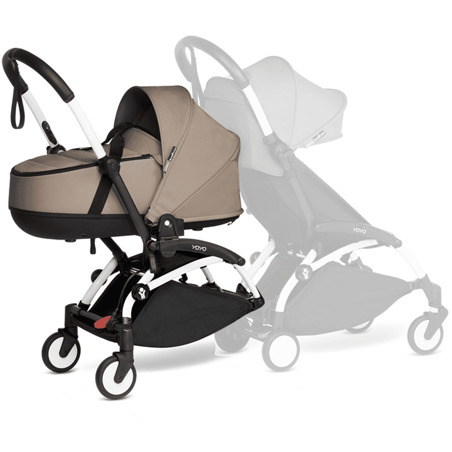 BABYZEN Kinderwagen YOYO 0+ connect White mit Liegewanne Taupe
