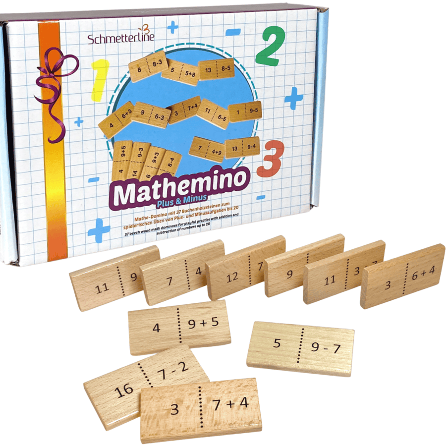 Schmetterline Houten dominostenen voor wiskunde - MATHEMINO (PLUS/MINUS)