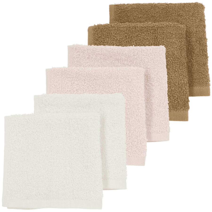 MEYCO Lot de 6 bavoirs blanc/rose/marron