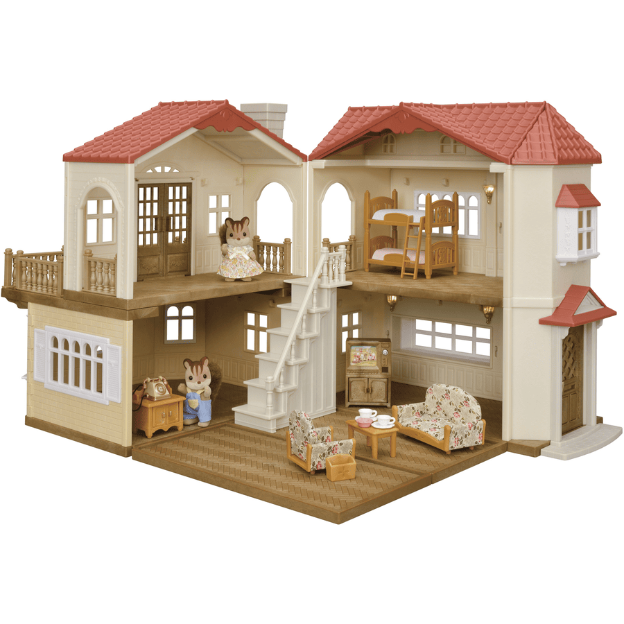 Sylvanian Families ® Townhouse med lys gavesæt - Safran og Ralph Walnut 