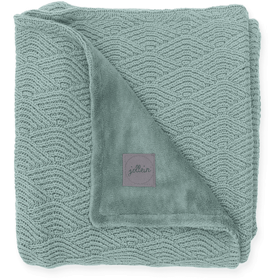jollein Couverture bébé tricot River knit ash green polaire corail 100x150 cm