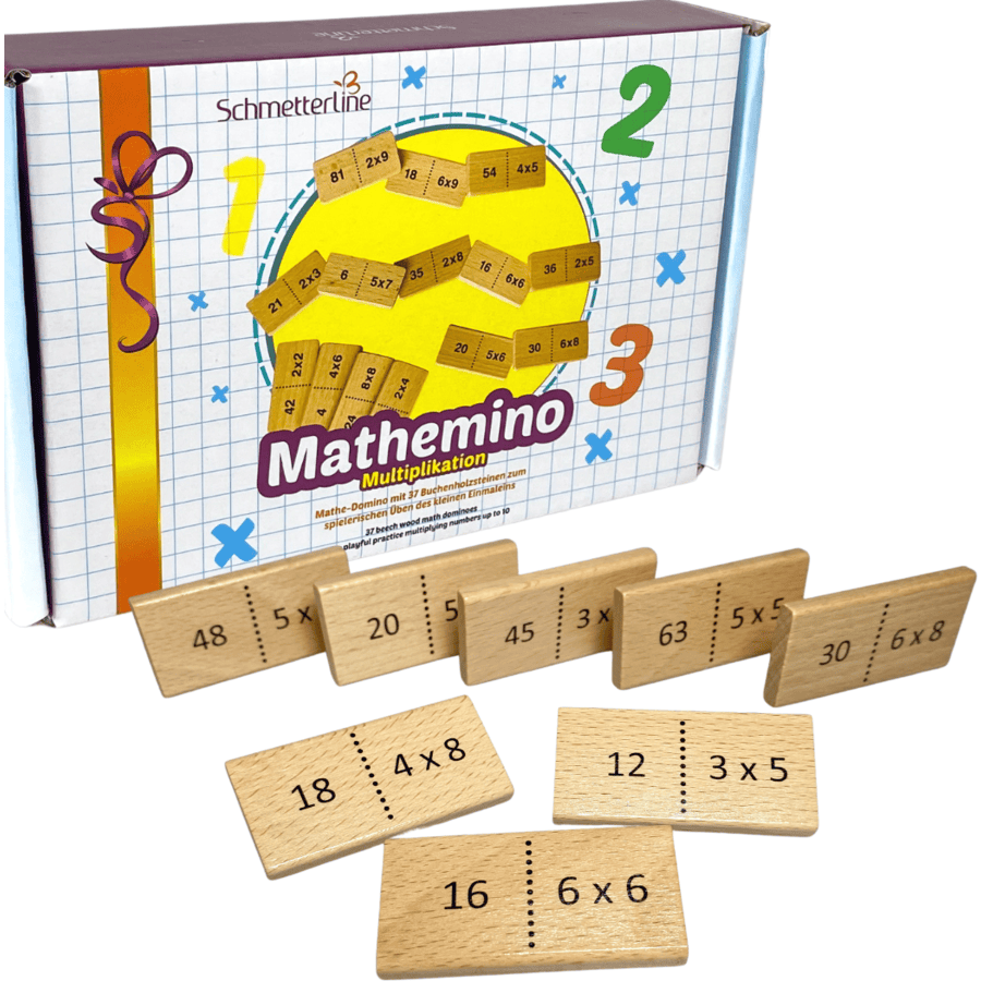 Schmetterline Matematiikan dominopelit puusta - MATHEMINO (MULTIPLICATION)