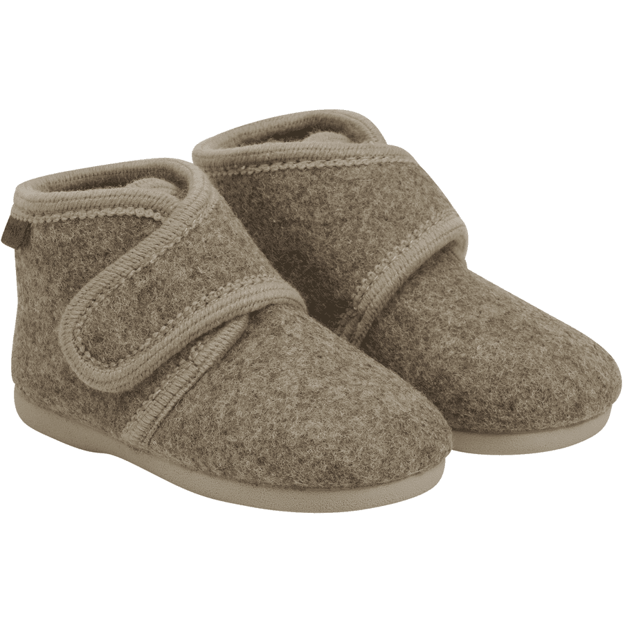 EN FANT Walnut Pantofole in lana Velcro Melange